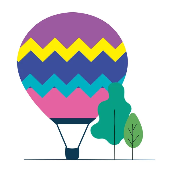 木のベクトルデザインの熱気球 — ストックベクタ