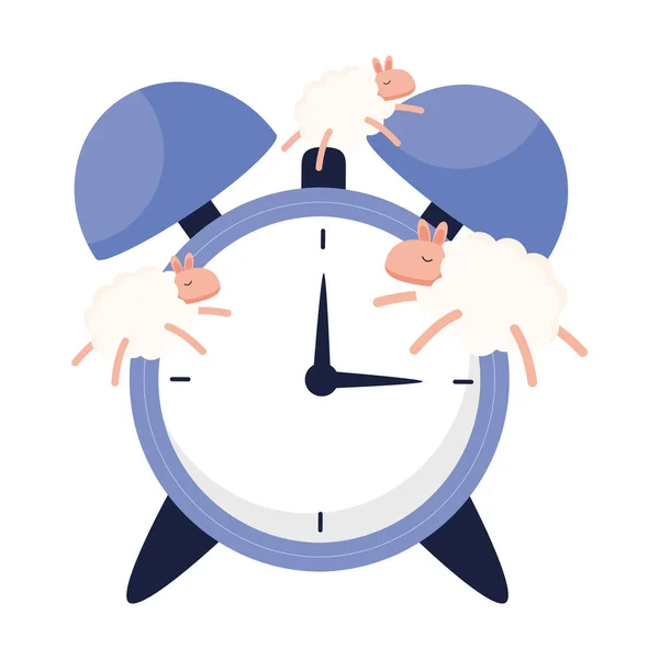 Clock with insomnia sheeps vector design — Stock Vector
