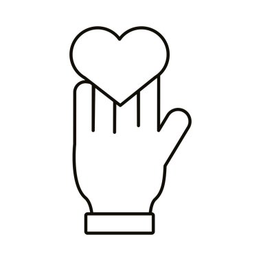 Kalp sevgisi sembollü el çizgisi simgesi