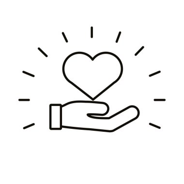 el kaldırma kalp aşk sembolü çizgi simgesi simgesi