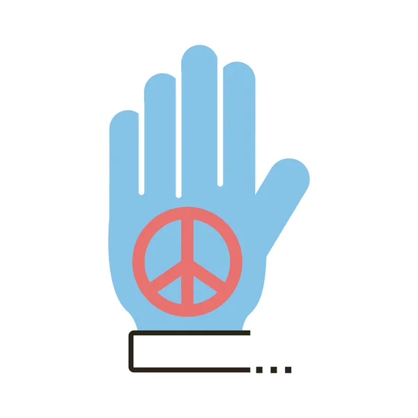 Mão levantando linha de símbolo de paz e ícone de estilo de preenchimento — Vetor de Stock
