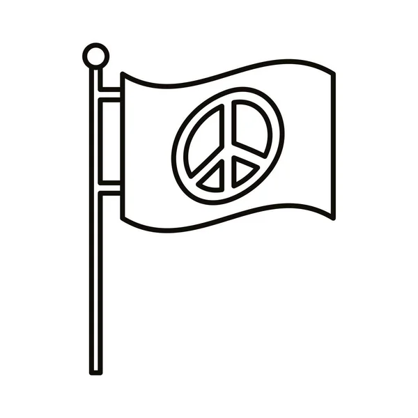 Bandiera con simbolo di pace icona in stile linea — Vettoriale Stock
