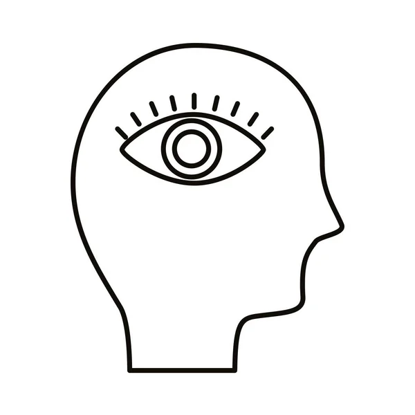 Cabeza perfil humano con icono de estilo de línea de ojos — Archivo Imágenes Vectoriales
