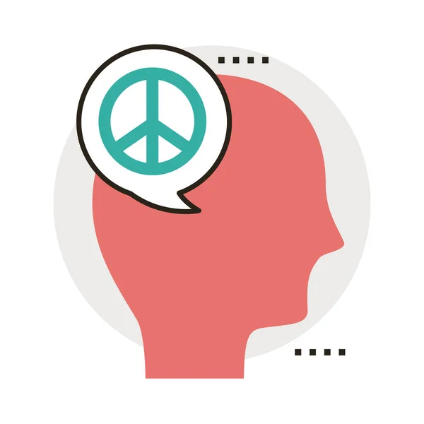 Profil avec des symboles de paix dans la ligne de bulles d'expression et icône de style de remplissage — Image vectorielle