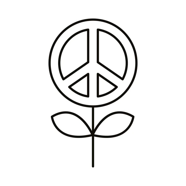 Símbolo de paz no ícone de estilo de linha de flor — Vetor de Stock
