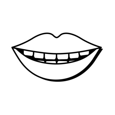 Pop art gülen ağız çizgisi simgesi