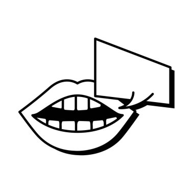 Konuşma baloncuğu stili simgesiyle konuşan pop sanatı ağzı