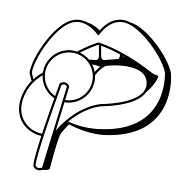 Şekerli lolipopline tarzı ikon ile pop sanat ağzı