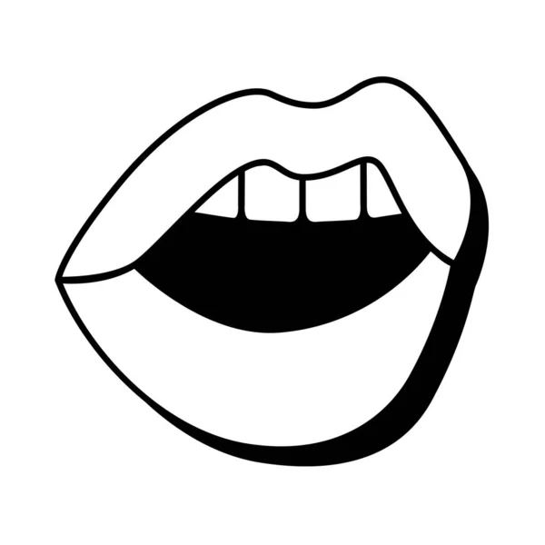 Pop art bocca aperta con stile teethline — Vettoriale Stock