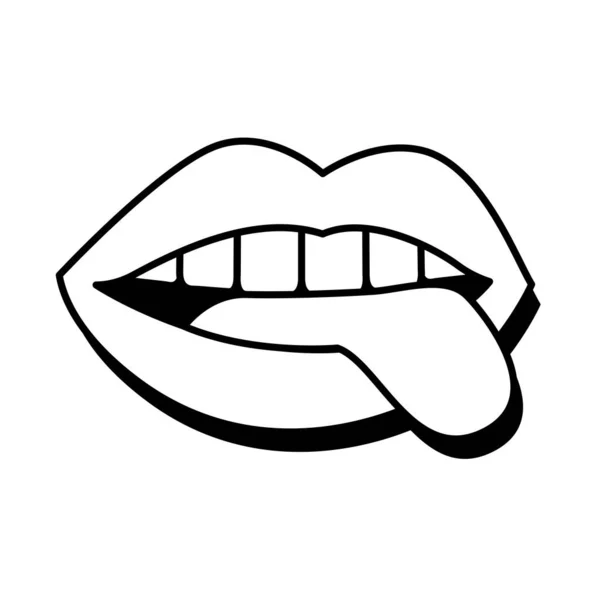 Pop art mouth with tongue outline style — Stock Vector