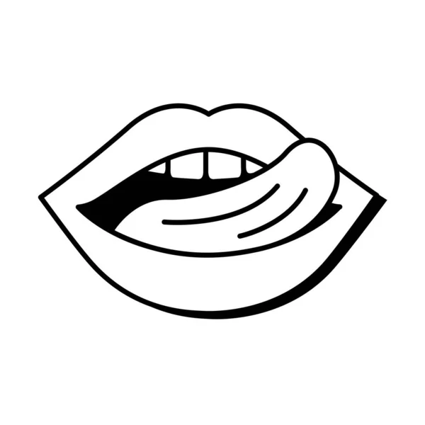 Pop art mond likken sensueel de lipsline stijl pictogram — Stockvector