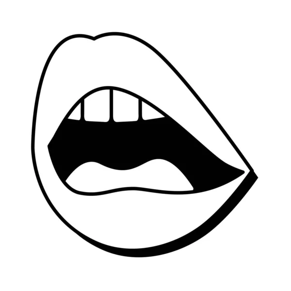 Поп-арт рот з язиком і латунним стилем — стоковий вектор