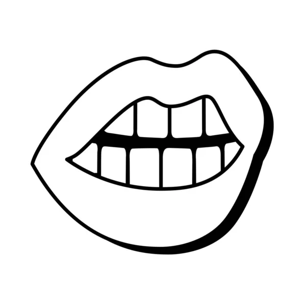 Pop art mouth open with teethline style — Stock Vector