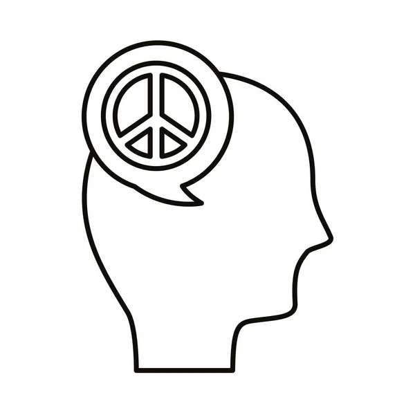 スピーチバブルラインスタイルのアイコンで平和のシンボルを持つプロフィール — ストックベクタ
