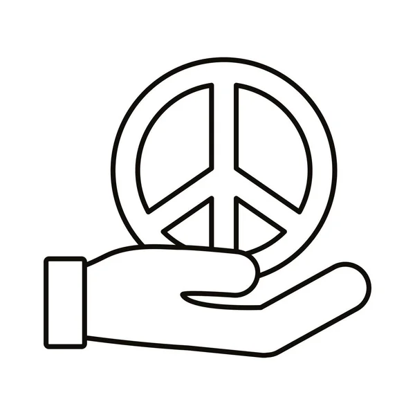 Mano elevación paz símbolo línea estilo — Vector de stock