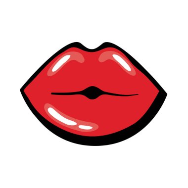Pop sanat ağzı kapalı öpüşme tarzı simgesi