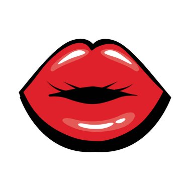 Pop sanat ağzı kapalı öpüşme tarzı simgesi