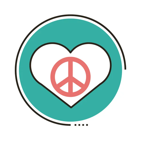 Coeur avec ligne de symbole de paix et icône de style de remplissage — Image vectorielle