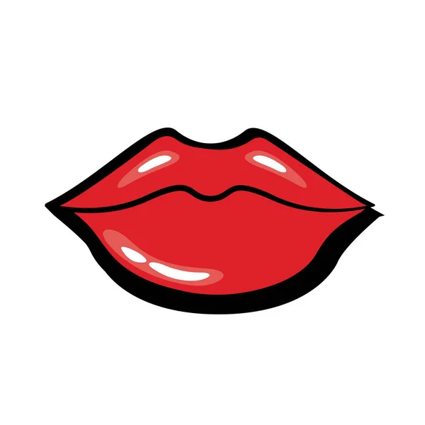 Pop art boca fechado ícone de estilo de preenchimento — Vetor de Stock