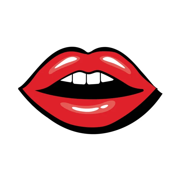 Pop art ústa otevřená se zuby styl výplně — Stockový vektor