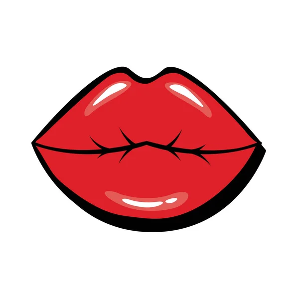 Pop arte boca cerrada besos relleno estilo icono — Vector de stock