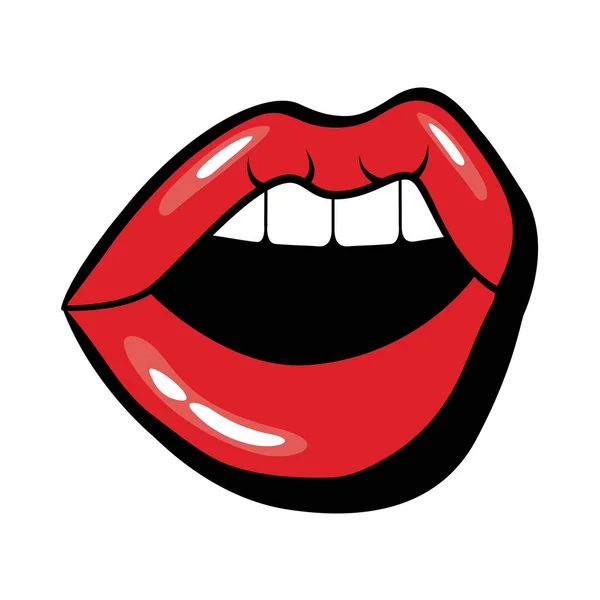 Pop art bocca aperta con denti riempire stile — Vettoriale Stock
