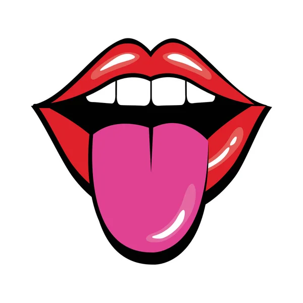 Pop art usta z językiem się wypełnić styl — Wektor stockowy