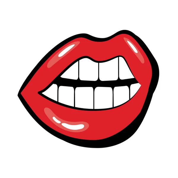 Pop art bocca aperta con denti riempire stile — Vettoriale Stock