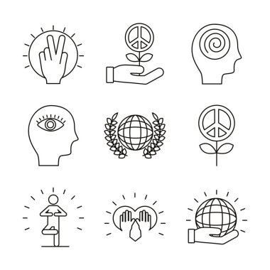 Dokuz barış paketi satır biçimi simgeleri