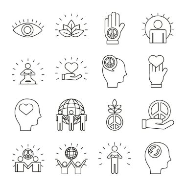 Onaltı barış paketi satır biçimi simgeleri