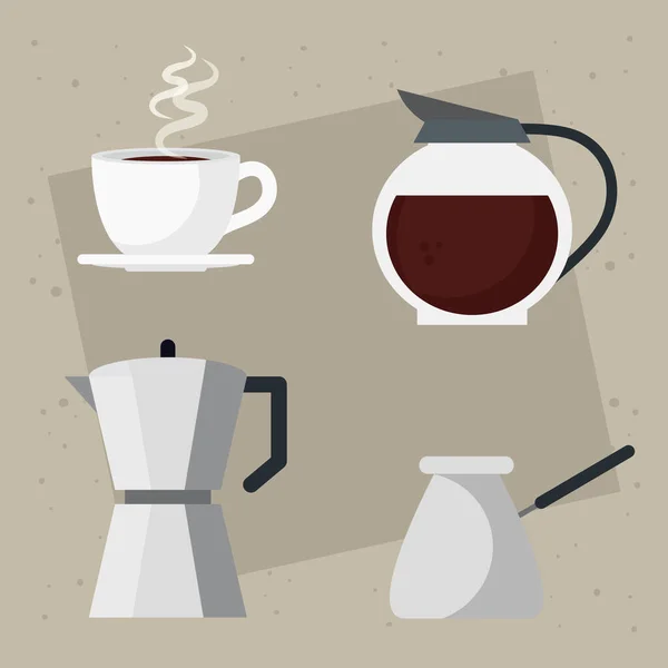 Set Ikonen des Kaffeetrinkens — Stockvektor