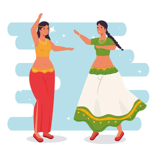 Mujer india con ropa baile tradicional — Archivo Imágenes Vectoriales