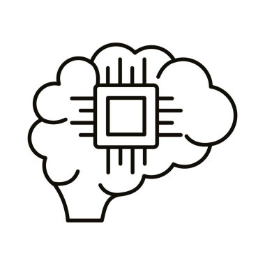 İşlemci yonga çizgisi simgesine sahip insan beyni