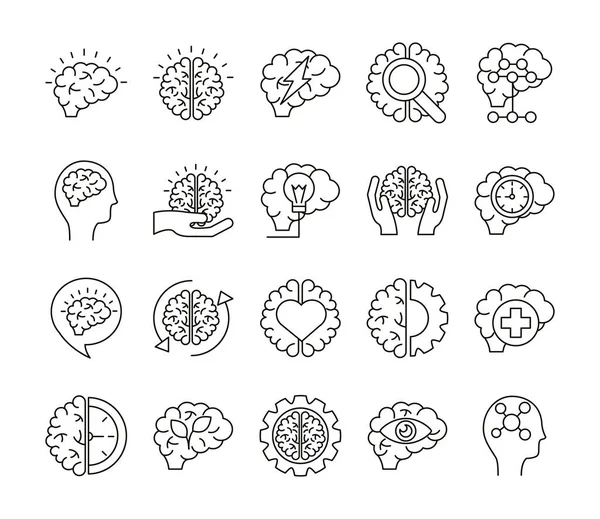 Conjunto de órganos cerebrales establecer iconos — Archivo Imágenes Vectoriales