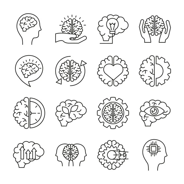 Zbiór ikon zestawów narządów mózgowych — Wektor stockowy