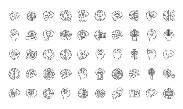 Faisceau d'organes cérébraux ensemble icônes — Image vectorielle