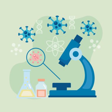 covid19 parçacık aşı araştırması ile mikroskop laboratuvar aracı