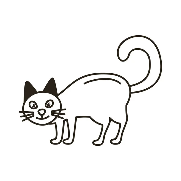 Halloween chat ligne noire icône de style — Image vectorielle