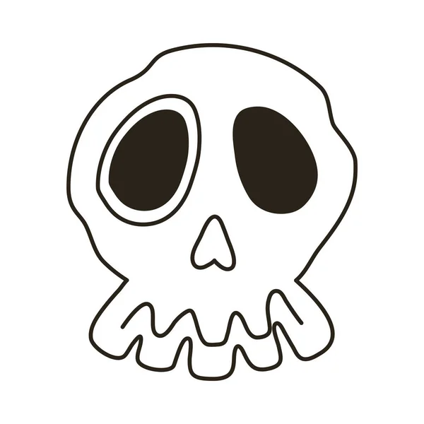 Halloween tête crâne ligne style icône — Image vectorielle