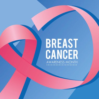 Göğüs kanseri kampanyası harfi mavi arka plan renginde pembe kurdeleli.