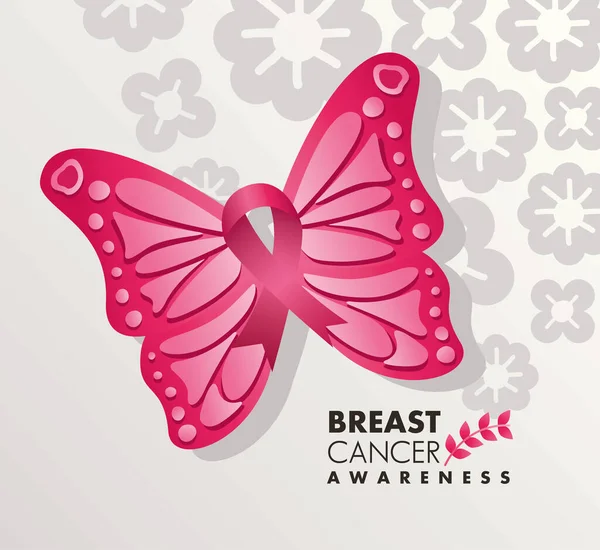Kelebek ve kurdeleli göğüs kanseri kampanyası — Stok Vektör