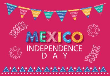 Meksika bağımsızlık günü. Çiçekler ve çelenklerle birlikte.