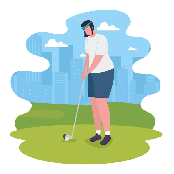 ゴルフベクトルデザインをプレイ女性 — ストックベクタ