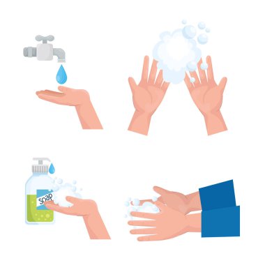 Küresel el yıkama günü simgesi koleksiyon vektörü tasarımı