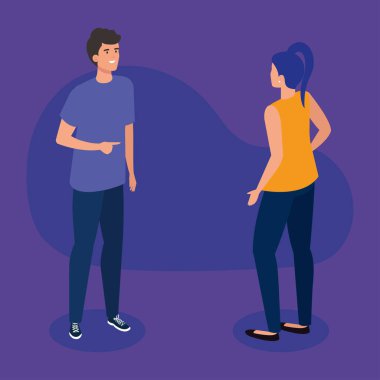 Kadın ve erkek çizgi film vektör tasarımı