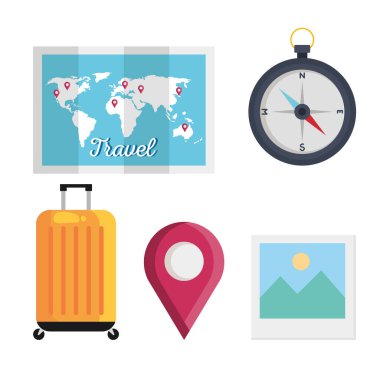 yaz ve seyahat simgeleri vektör tasarımı