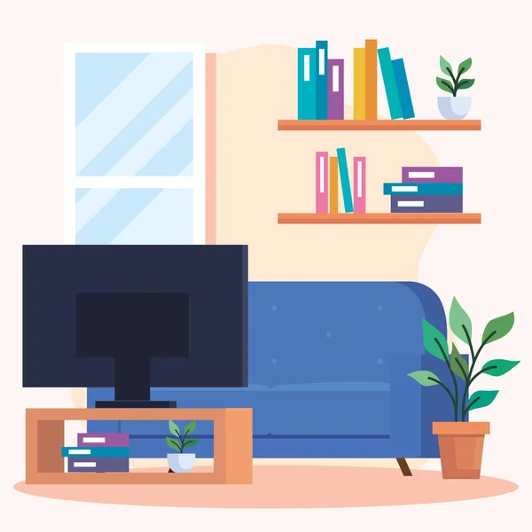 Canapé à la maison et design vectoriel tv — Image vectorielle