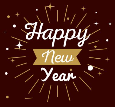 Havai fişek ve yıldız vektör tasarımı ile mutlu yıllar.