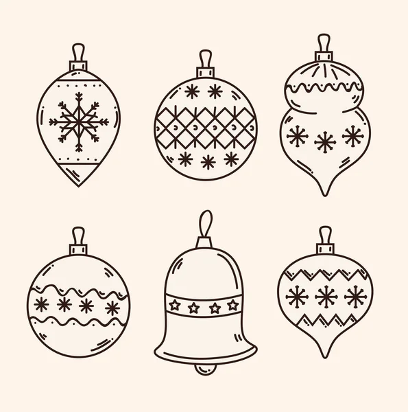 Merry christmas spheres and bell vector design — Stock Vector
