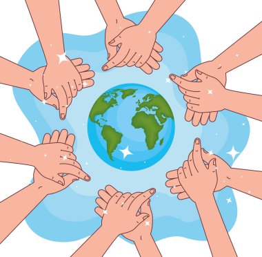 Küresel el yıkama günü ve elleri dünya vektör tasarımı ile yıkıyor